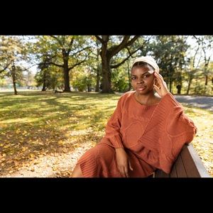 Rustic orange sweater and skirt set